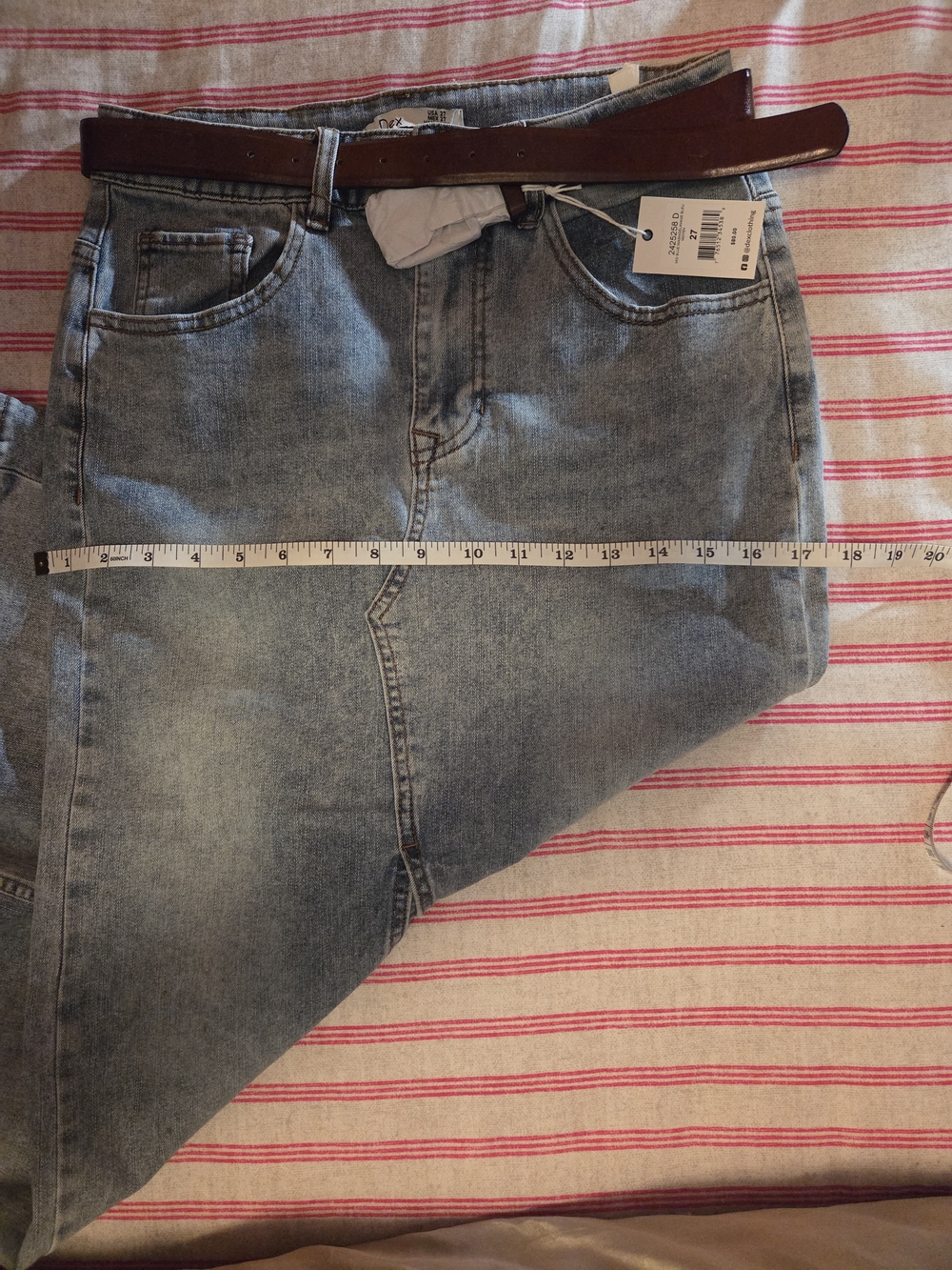 Dex Light Wash Denim Maxi Skirt with Front Slit - Picture 3 of 4